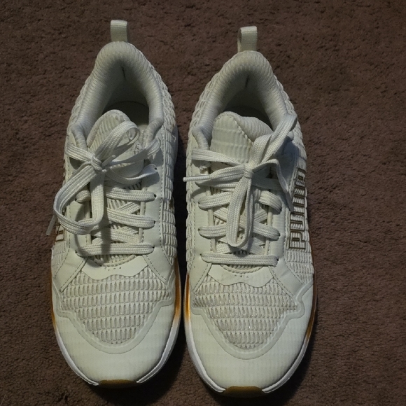 Puma White Textured Sneakers - Picture 1 of 10